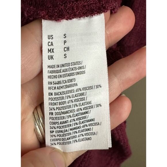 American Eagle Outfitters Long Sleeve Purple Plum Open Front Cardigan Size Small - Picture 4 of 5